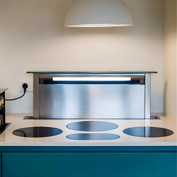 580mm 'Le Luce' Downdraft Rangehood with Black Glass Fascia